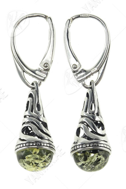 Silver earrings with amber “Annette”