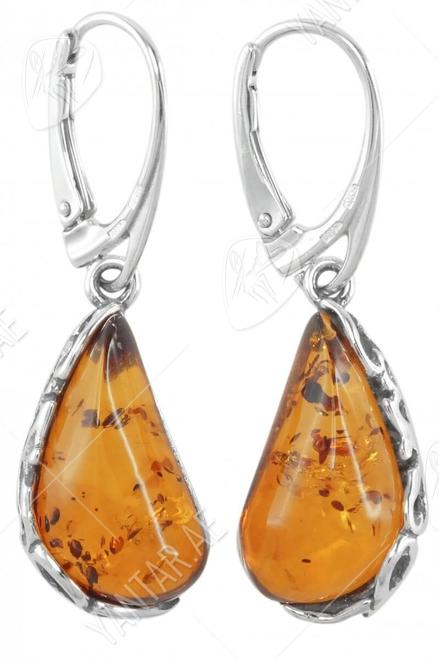 Silver earrings with amber “Amelia”