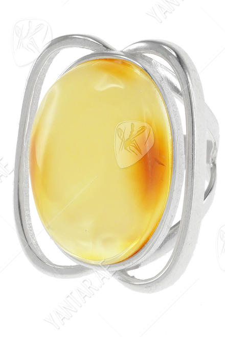 Silver ring with amber stone “Lyubava”