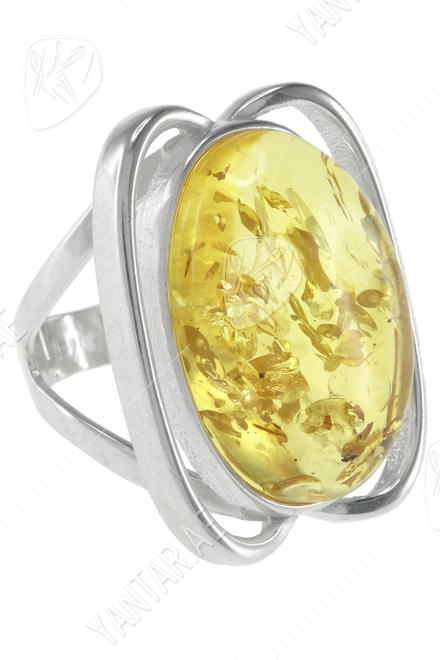 Ring with translucent amber stone “Lyubava”