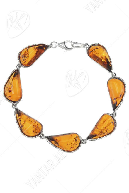 سوار من الفضة بأحجار الكهرمان “Amelia”