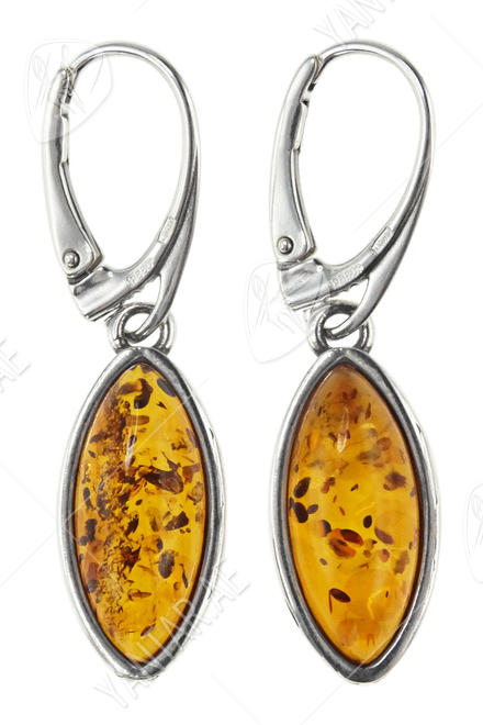 Earrings with amber and silver “Sansa”