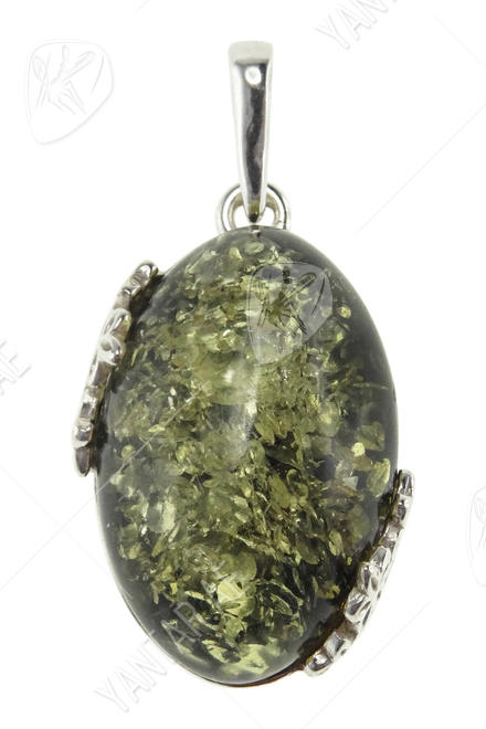 قلادة فضية مع العنبر “كاميو”