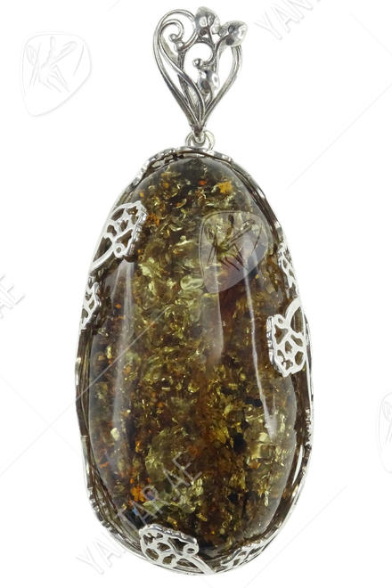 Amber pendant in silver frame “Alicia”