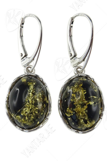 Silver earrings with amber “Juno”