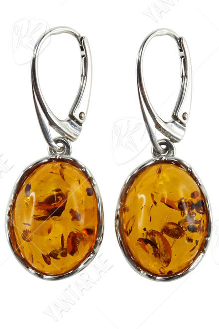 Silver earrings with amber “Juno”