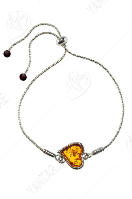 Silver bracelet with amber “Heart”