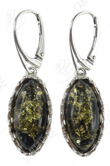 Silver earrings with amber “Tara”