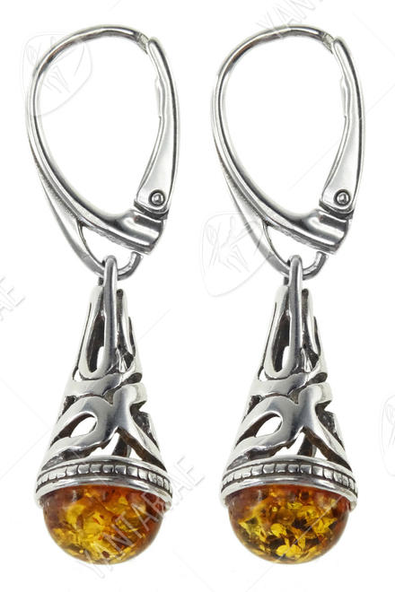 Silver earrings with amber “Annette”