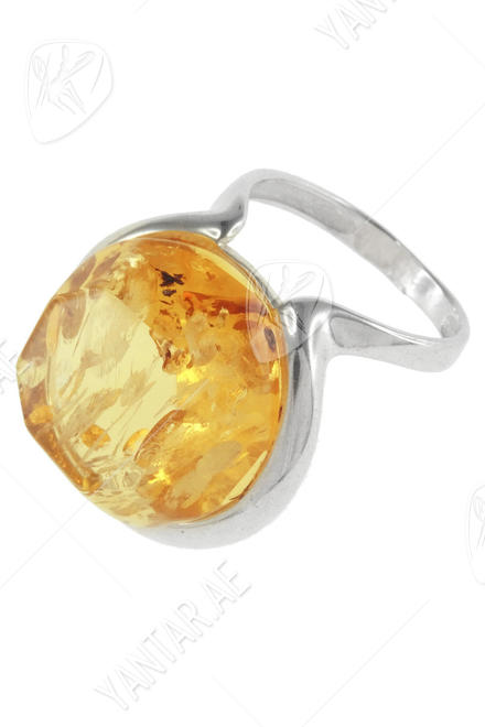 Silver ring with amber “Sofia”