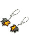 Earrings with amber and silver “Maple leaves”