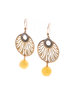 Silver earrings with amber and cubic zirconia "Maura"