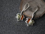 Earrings with amber and silver “Maple leaves”