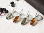Silver earrings with amber “Emma”