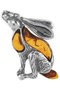 Pendant made of blackened silver with amber stones “Bunny”