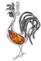 Amber pendant in a silver frame “Rooster”