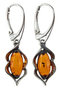 Earrings with amber and blackened silver “Vilena”