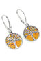 Earrings with amber and silver “Tree of Life”