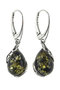 Silver earrings with amber “Spring”