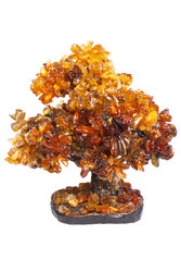 Bonsai tree with amber stones