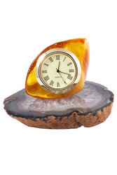 Amber clock on an agate stand