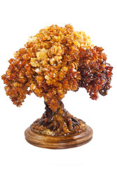 Bonsai tree with amber stones