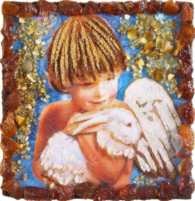 Souvenir magnet “Angel Boy with a White Rabbit”