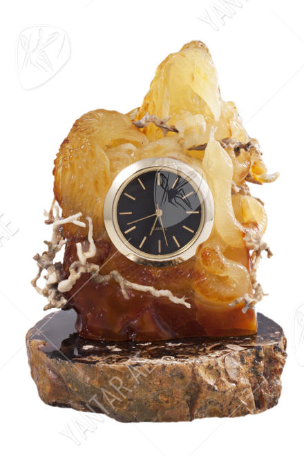 Amber watch decorated with carved deer antler “Eagles defeat the snake”